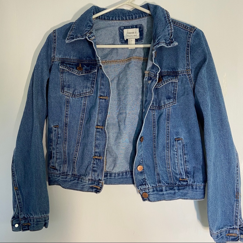 cropped denim blue jean jacket